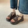 Spot!! Retro casual platform open-toed beautiful sandals women's summer new versatile soft-soled heightening Roman shoes