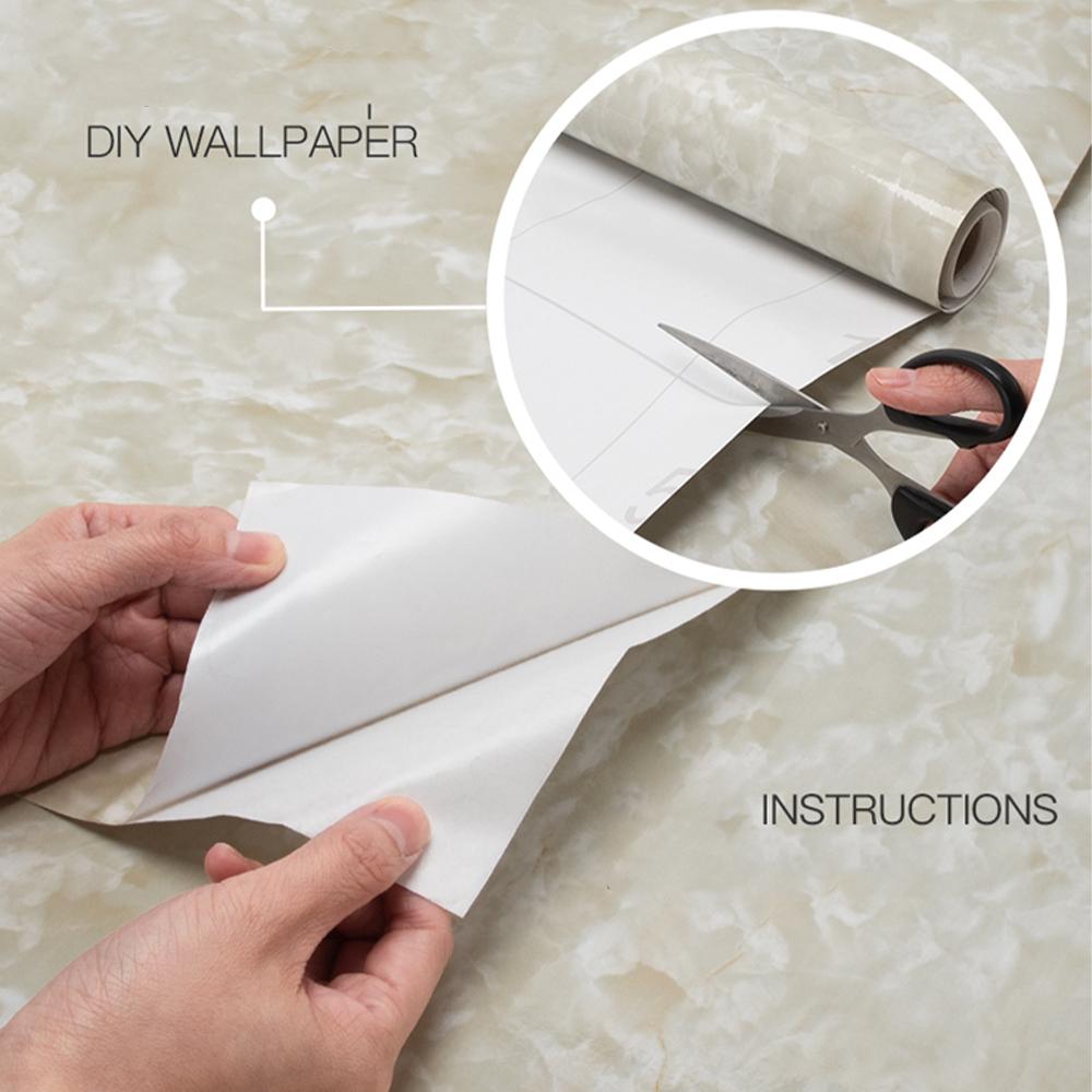 Pvc Marble Kitchen Oil-Proof Film Stove Waterproof Self-Adhesive Wallpaper Countertop Cabinet Renovation Tile Wall Stickers
