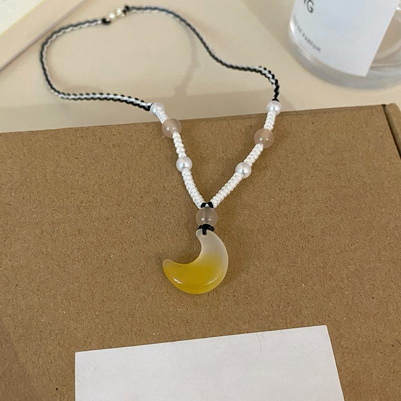 

Модный темпераментный дизайн, имитация нефритового лунного джокера, плетенное вручную ожерелье для пары