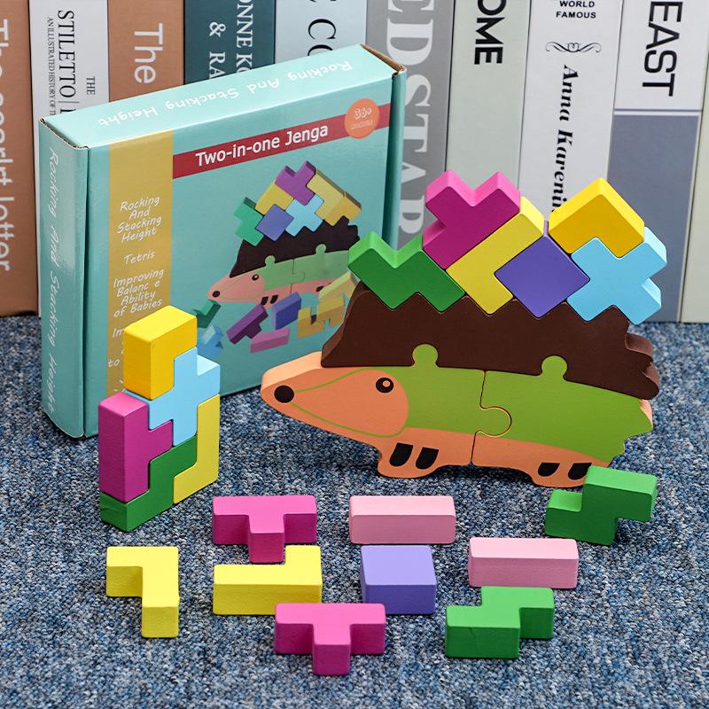 Wooden Hedgehog Balance Toy - Children s Stacking & Assembly Blocks for Early Education & Hand-Eye Coordination.