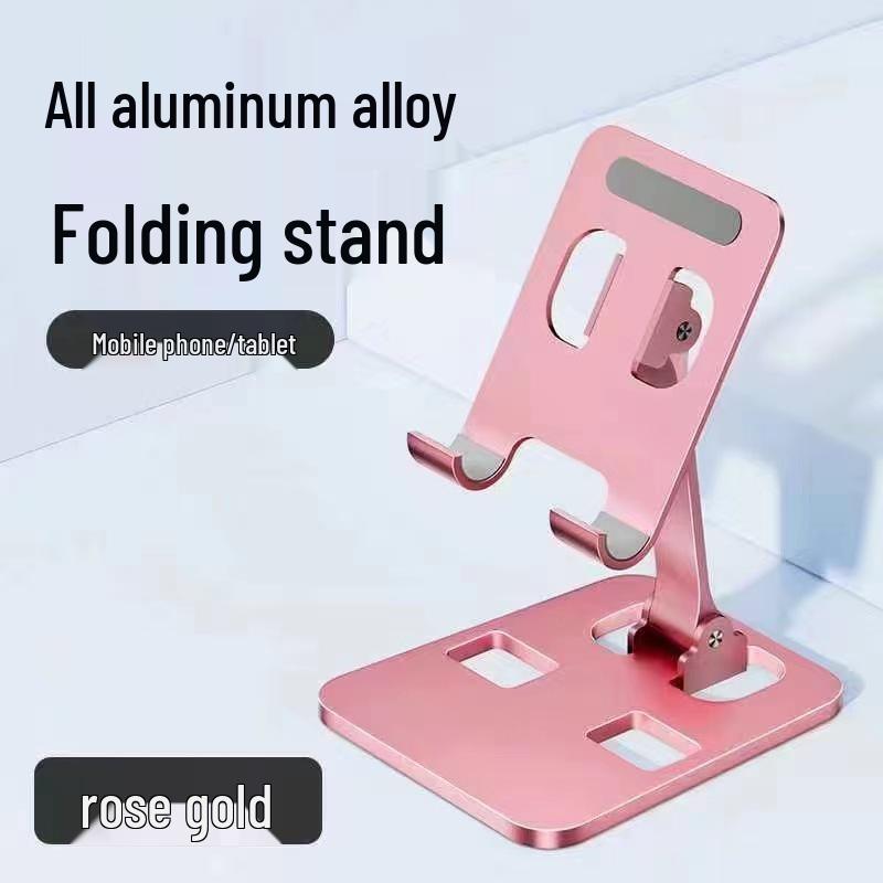 Foldable All-Metal Phone & Tablet Stand: Portable, Rotatable Desktop Holder for Streaming & Viewing