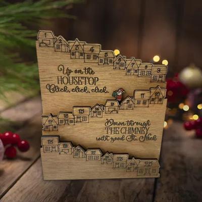 Wooden Christmas Advent Calendar House New Year Advent Calendar With 25 Days Christmas Gift Supplies Home Festive Holiday Decor