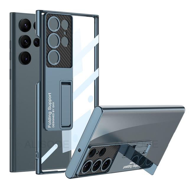 

Прозрачный чехол-подставка с покрытием для Samsung Galaxy S23 Ultra, чехол Hd, прозрачный регулируемый держатель, чехол для Samsung S23 Plus, чехлы 5g For Galaxy S23 Plus синий