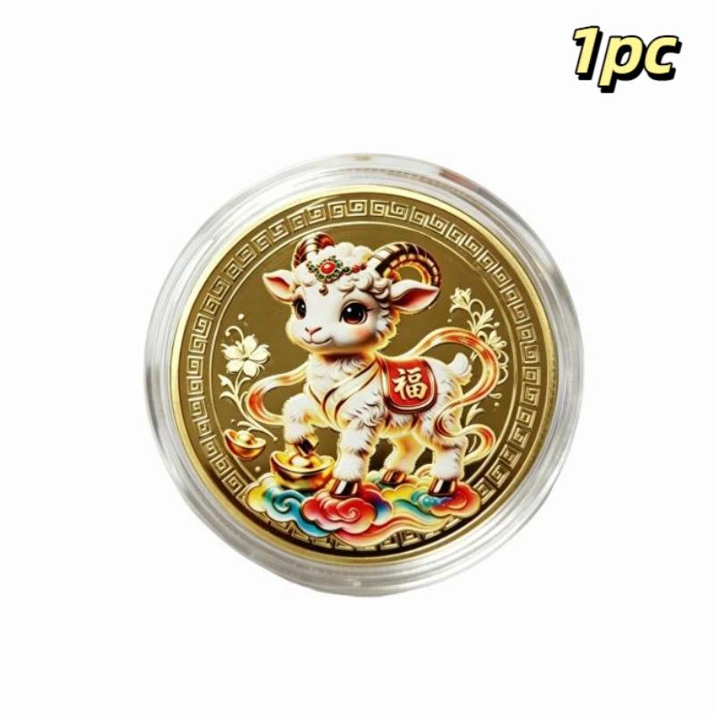 Year Of The Goat Souvenir Coins 2027 Zodiac Goat Collectible Coins New Year Gift Goat Metal Crafts Art Display Decor