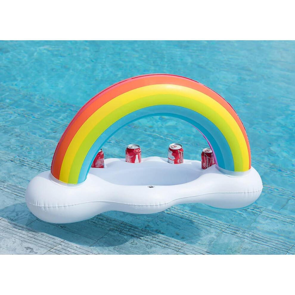 Inflatable Rainbow Cloud Drink Holder Floating Beverage Salad Fruit Serving Bar Pool Float Party Accessories Summer Beach Leisure Cup Bottle Holder Wa