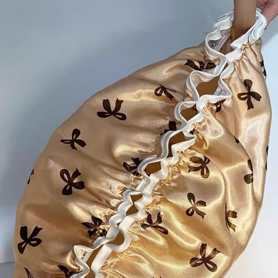 Women Waterproof Shower Cap Double Layer Bath Hair Hat with Elastic Band Reusable Moisture