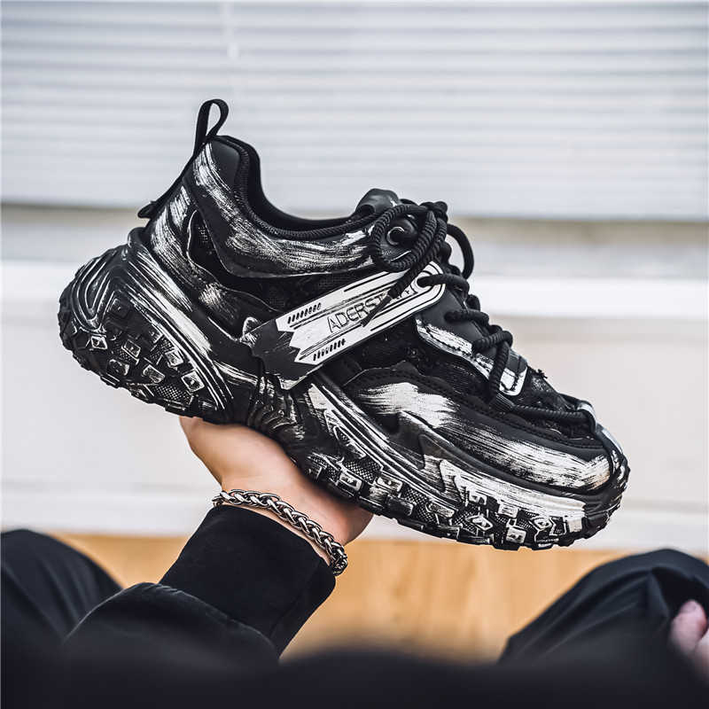 Legitimate Leather Platforme High Sneakers Husband Men's Shoes Beige Long Boots Sports New In Exercise Leisure Super Cozy