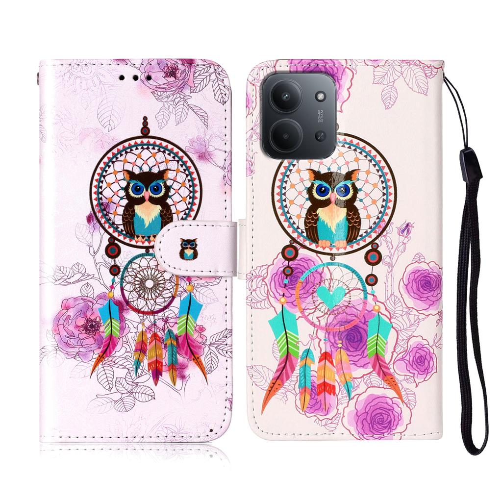 For Xiaomi Redmi 15C 4G (EU) (173mm)/15C 5G (EU) (173mm)/Poco C85 4G (173mm) Case Pattern Leather Wallet Cover with Strap