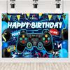 Game On Theme Video Gamer Kids Birthday Party Neon Green Gaming Next Level Up Background Baby Shower Decoration Supplies Props