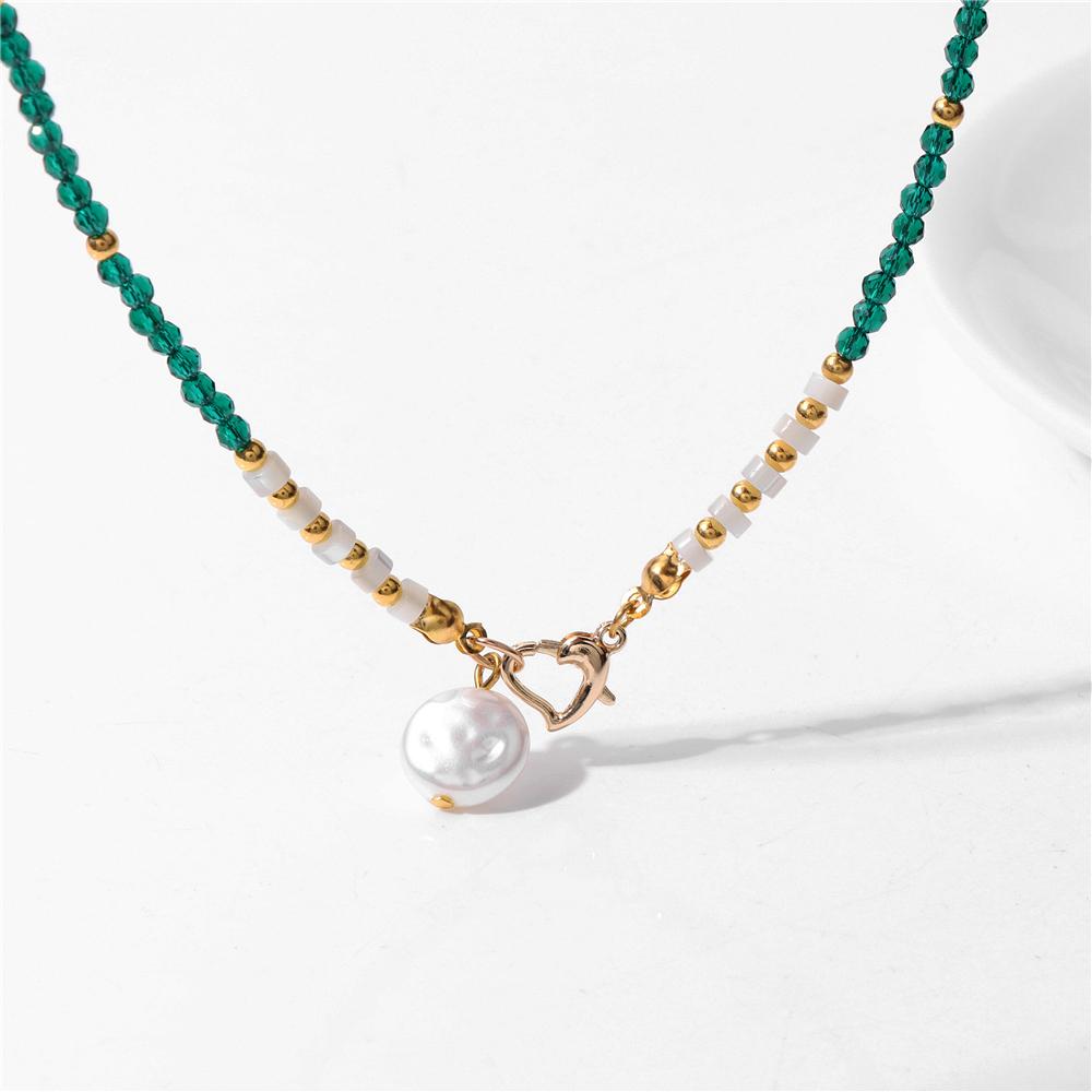 Baroque Pearl Pendant Necklace for Women 3mm Natural Stone Beaded Heart Buckle Necklaces Vintage Wedding Elegant Jewelry Gifts