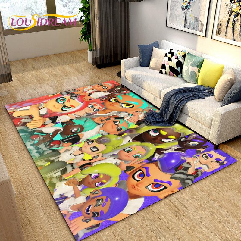 PC Splatoon, Game Gamer Cartoon Bereich Teppich, Teppich Teppich für Wohnzimmer Schlafzimmer Sofa Fußmatte Dekoration, Kinder spielen rutschfeste Bodenmatte