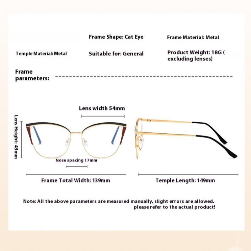 Multi-color Cat-eye Glasses Women Fashion Metal Frames Anti-blue Light European American Style Color-changing Eyewear