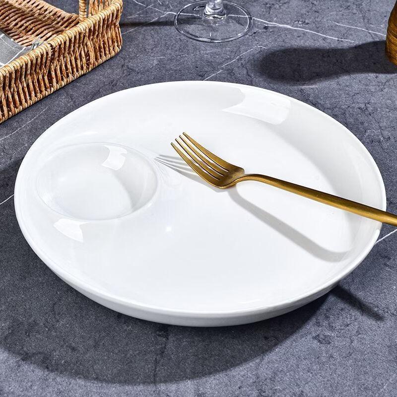 White Ceramic Divided Dumpling Plate