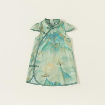 Girls Summer Thin Cheongsam Dress Kids Ancient Hanfu Skirt Baby Breathable Chinese Princess Dress