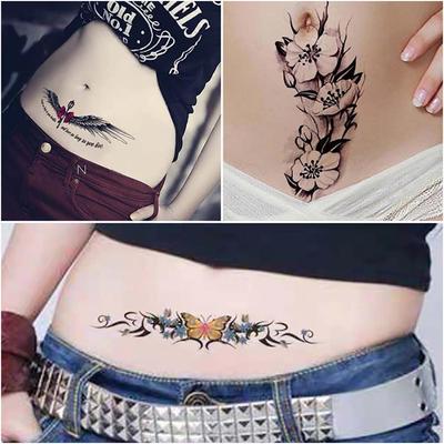 Body Art Waterproof 3D Body Tattoo Sticker Cover Scars Black Rose Butterfly Design Temporary Decal