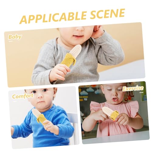 Gehäkelte Bananen-Beißrassel - Weiches Greifspielzeug für Babys, Beruhigungsspielzeug für Neugeborene mit Haken für unterwegs