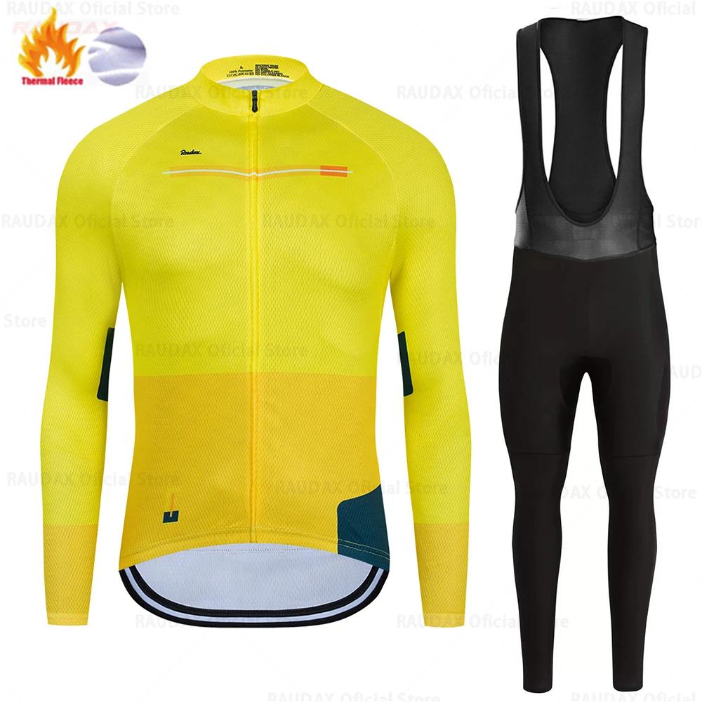 2025 Raudax Twelve Colors Winter Thermal Fleece Bicycle Clothing Cycling Jersey Set Bike MTB Riding Clothing Bib Pants Warm Sets
