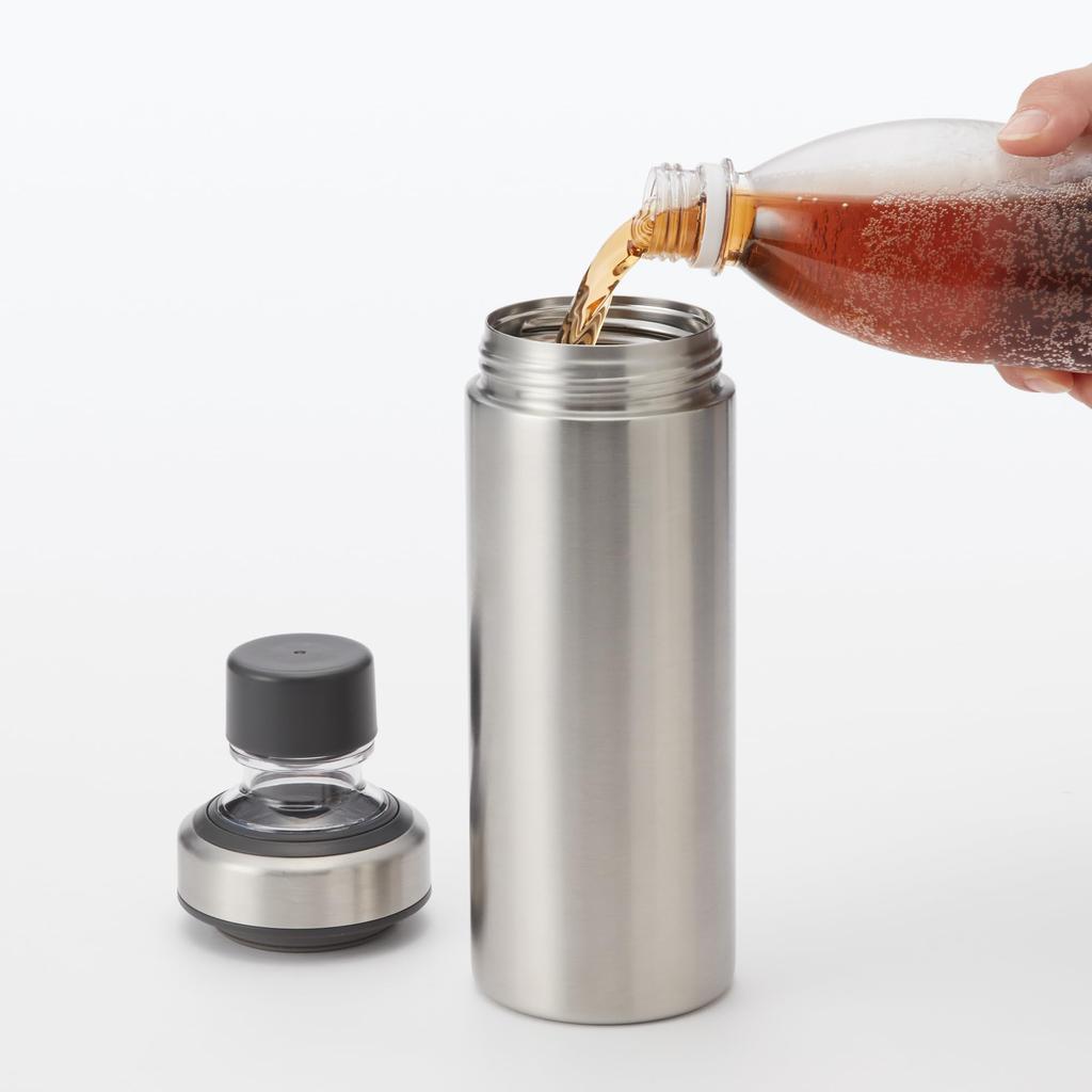 MUJI Insulated Bottle for Carbonated Stainless 12728351 Drinks, 600mL, Steel,