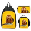 Hoppers Biber Metamorphose Druck 3-teiliges Set Schulrucksack Brottasche Federmäppchen Cartoon Schüler Set