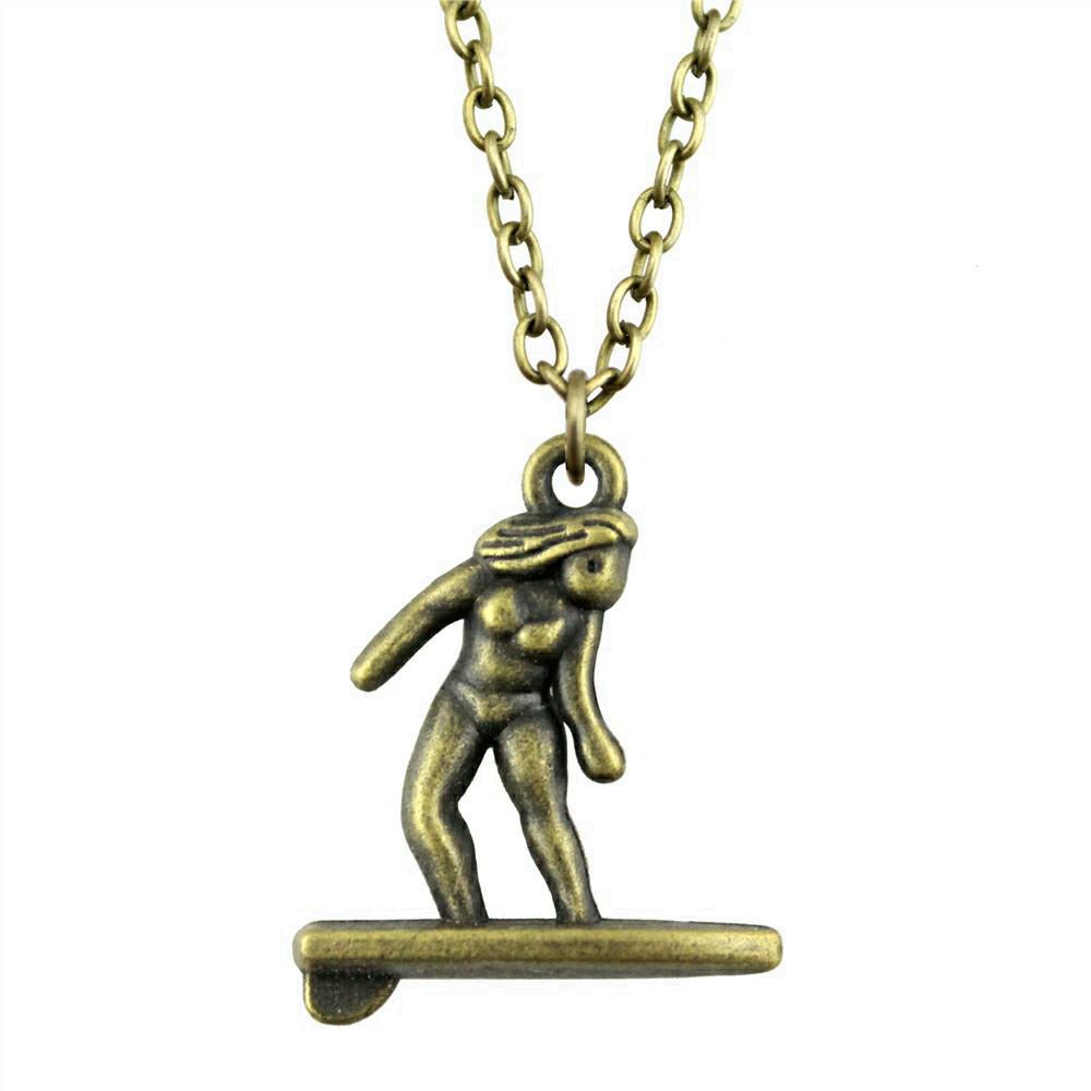 Athlete Charm Necklace Sports Adventure Pendant For Men Outdoor Enthusiast Jewelry 43cm Chain