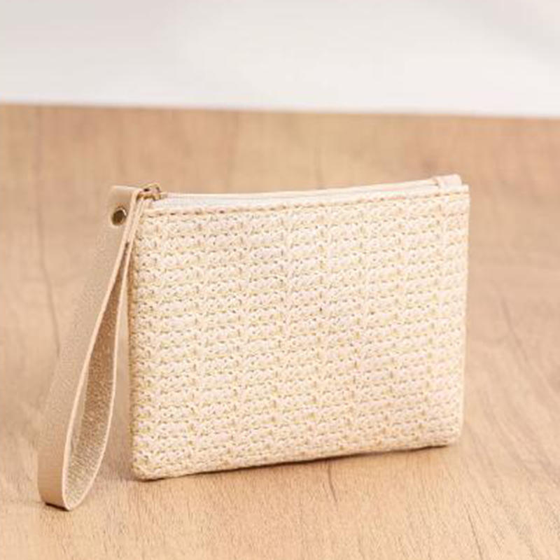 Women Girls Straw Clutch Purses Lightweight Summer Beach Mobile Phone Wallet Coin Change Pouch