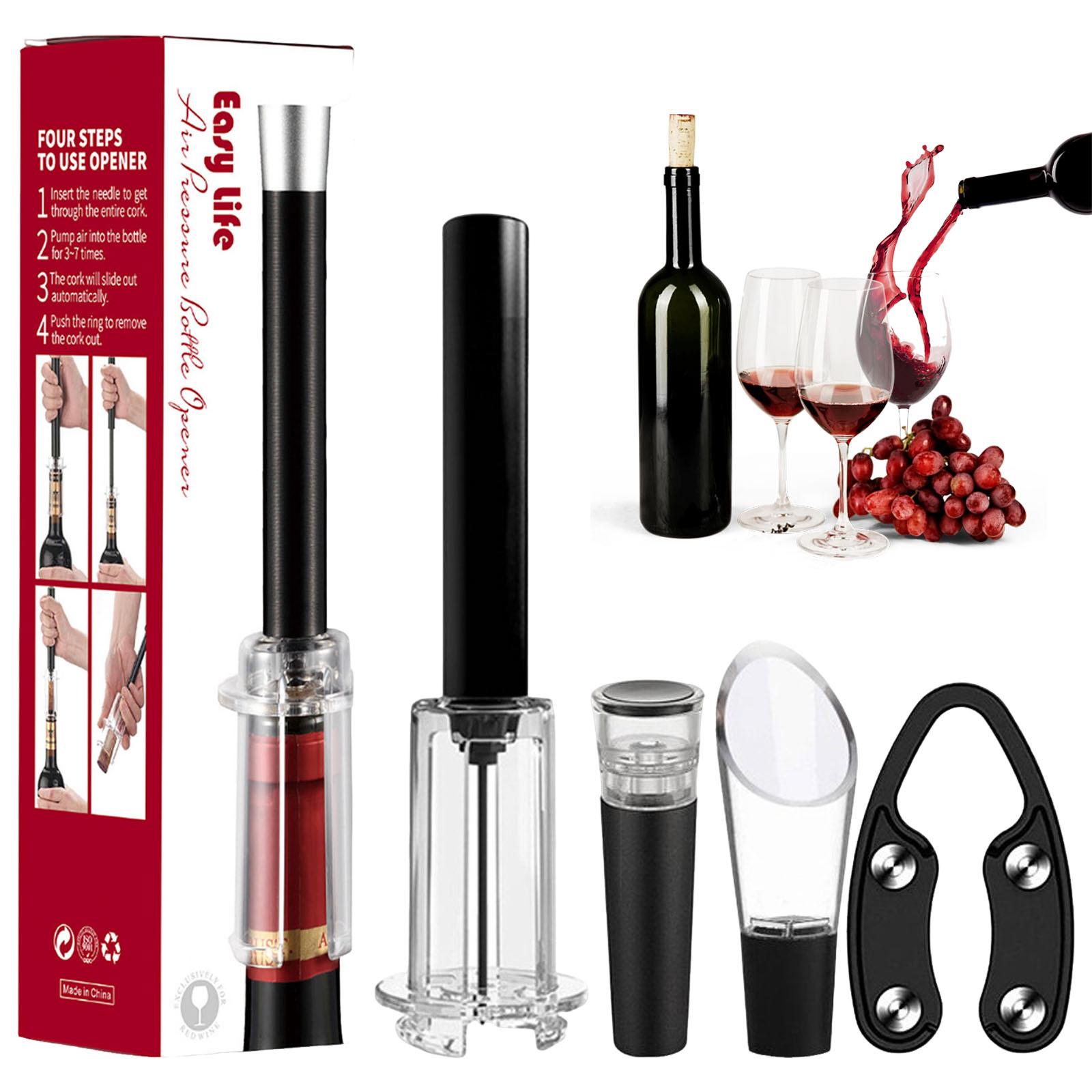 1 Portable Wine Boxing Set 4 In 1 Live Wine Set Tin Foil Cutter Wine And Vacuum Cleaner To Use Aluminum Handle Wine Bottle Purse