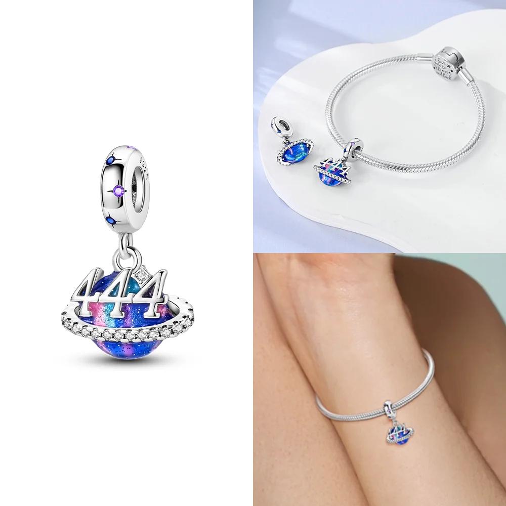 Charms Original Luminous Astronaut Rocket Stars Sun String Beads Fit Bracelet Copper Women Jewelry Making Diy Gift