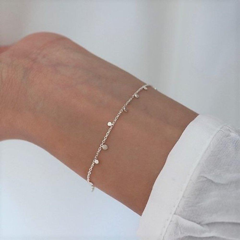 

(Silver925) Mini Disc Bracelet Silver Anklet rose gold