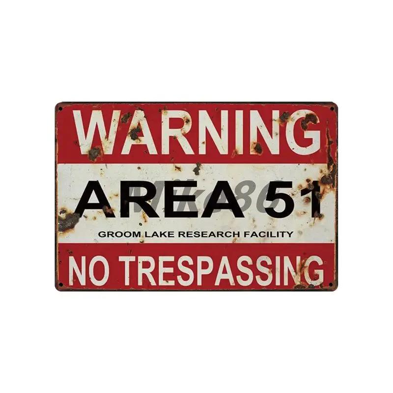 [ Mike86 ] Wanring AREA 51 I WANT TO BELIEVE UFO Aliens Metal Sign Wall Plaque Poster Custom Painting Room Decor Art LT-1695