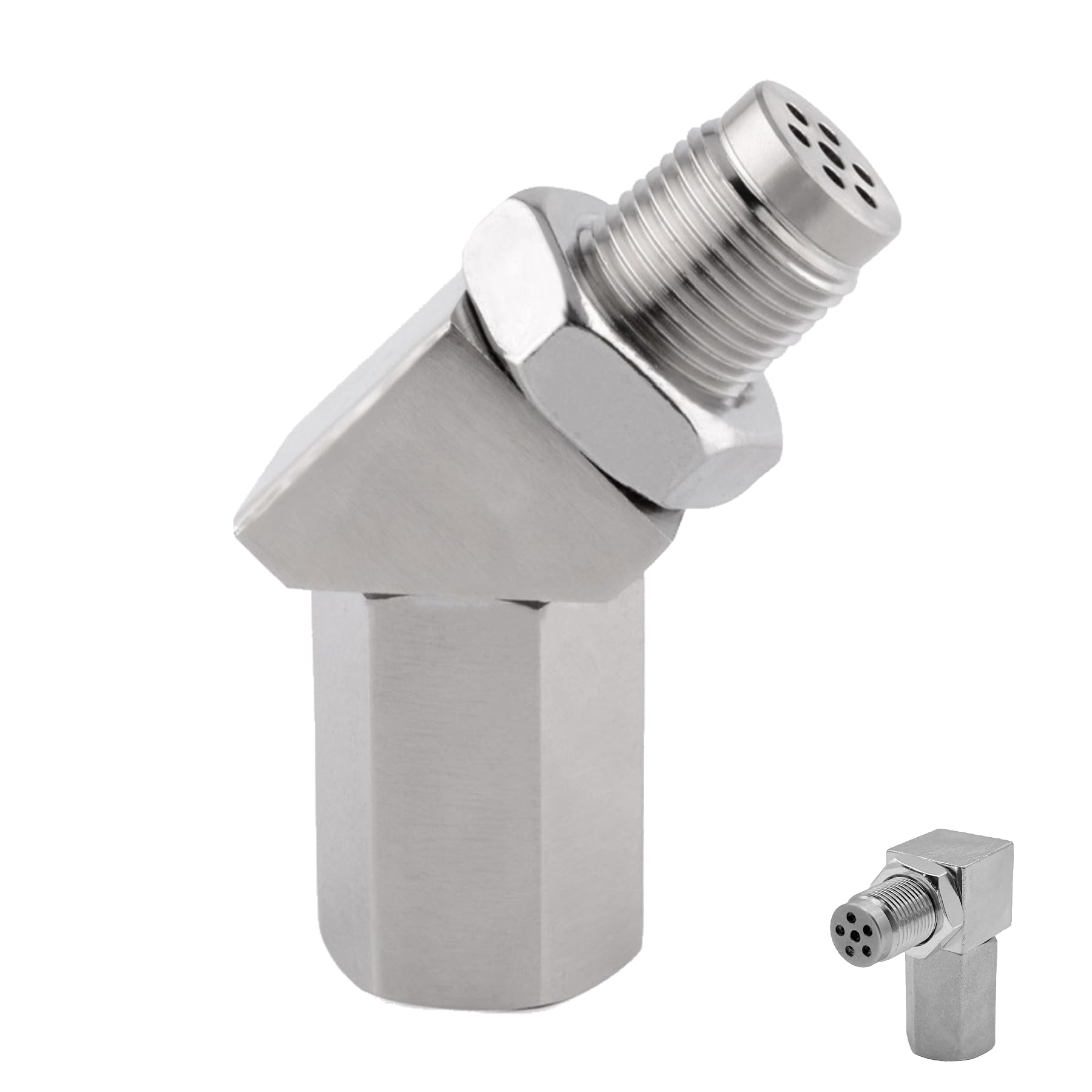 

ROOOCYY Адаптер датчика кислорода Разъем датчика кислорода Нержавеющая сталь Медь GTR R35 BRZ Z33 Z34 (M18*P1.5) 45 градусов серебряный