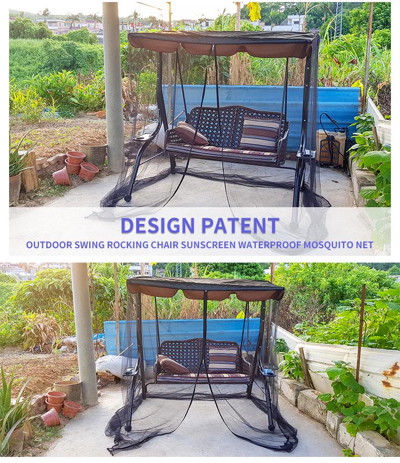 Patented Mosquito Net Outdoor Rocking Chair with Shade - Modern American Design for Garden & Balcony