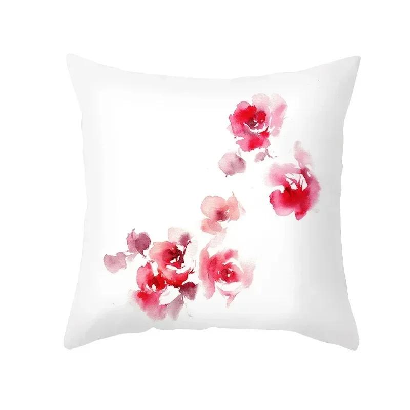 Frische Tuscheblumen-Druck Kissenbezug Büro Wohnzimmer Auto Ornamente Heim-Kissenbezug