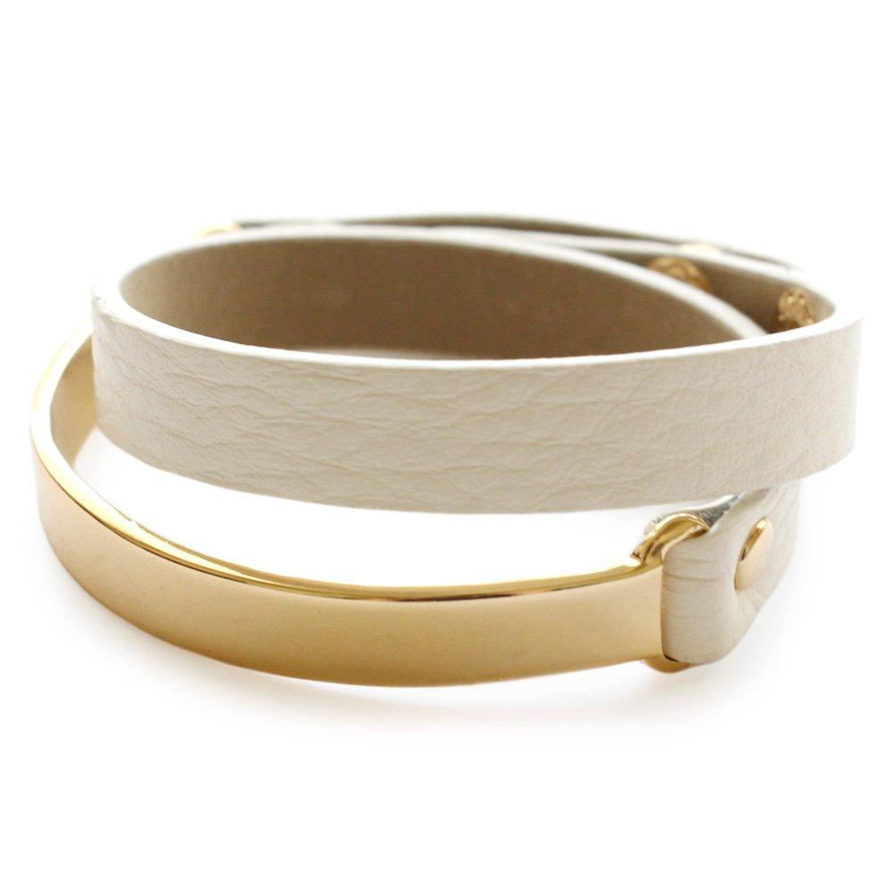 

JewelVOX Bracelet Bangle Genuine Leather Double Strand Leather Ivory Selection [Jewel Box] слонова кістка