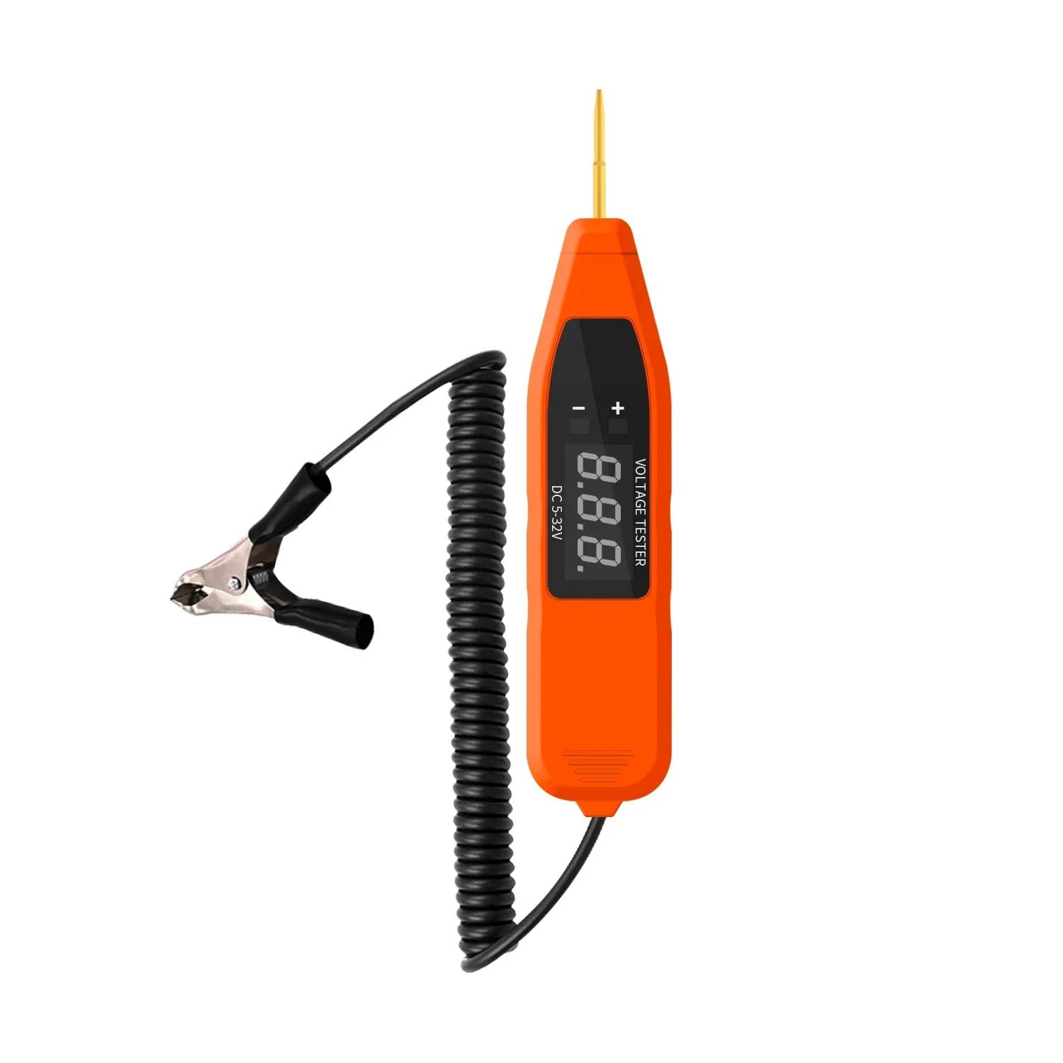 

5-32V DC Automotive Circuit Tester Pen - Digital Display, Long Probe, Electric Diagnostic Tool with Light for Car Repair помаранчевий