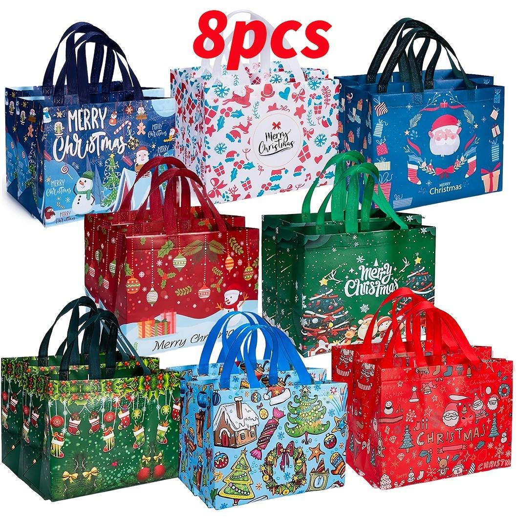 

high quality8/16pcs Large Christmas Gift Bags with Handles, Reusable Non-Woven Christmas Shopping Bags for New Year and Christmas Party Decorations, 8pcs