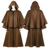 Halloween Hooded Cloak Medieval Cosplay Robe Dark Wizard Death Long Sleeve Costume
