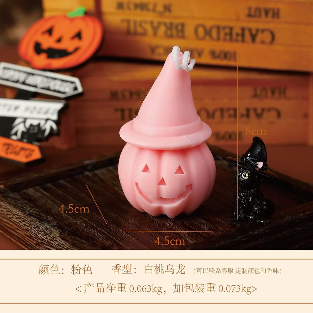 1Pc Halloween Pumpkin Ghost Candle Natural Soy Wax Aromatherapy Candle Smokeless Long-lasting Burn Home Decor Party Atmosphere