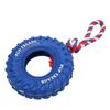 Dog Tire Chewing Toy Bite Resistant Treat Dispensing Rubber Aggressive Dog Tug Toy with Rope for Medium Large Dogs