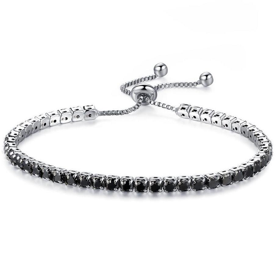 3MM Diamond-Inlaid Adjustable Multi-Color Copper Bracelet - Simple and Stylish чёрный