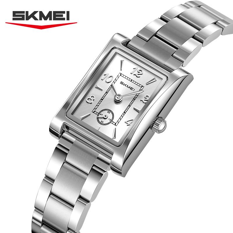 Skmei 2570 Elegant Fashion Women Quartz Watch Costume Stainless Steel Band Waterproof Rectangle in Stock Casual Watch Set