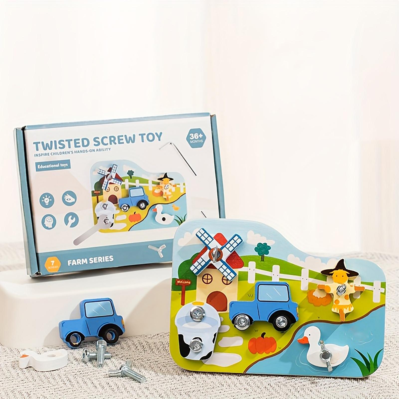 

Wooden Small Farm Them Screw Board, Hand-Eye Coordination And Fine Motor Skills Training Toy, Suitable For Birthday Gifts, One Size