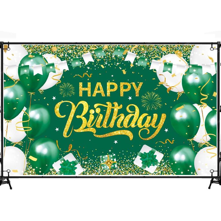 Purple Silver Happy Birthday Backdrop Banner, 6x3.6ft Purple Silver Backdrop Sign, Birthday Party Supplies Photo Background for Children Men Women.