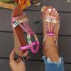 Sandálias femininas de cunha com strass brilhantes - Tira elástica confortável - Antiderrapante, perfeitas para escapadelas na praia