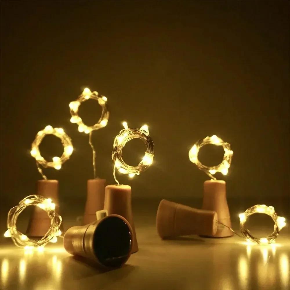Battery Powered LED Wine Bottle Cork String Lights Waterproof Fairy Copper Wire Lamp for Bar Party Wedding Christmas Holiday Home Decoration