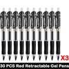 10/100 PCS Roise Retractable Gel Pens Set Black/Red/Blue Ink Ballpoint for Writing Refills Office School Supplies Stationery