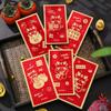 6Pcs Square Rectangle Chinese New Year Red Envelope Shining Lucky Money Bag  2024 Year of Dragon