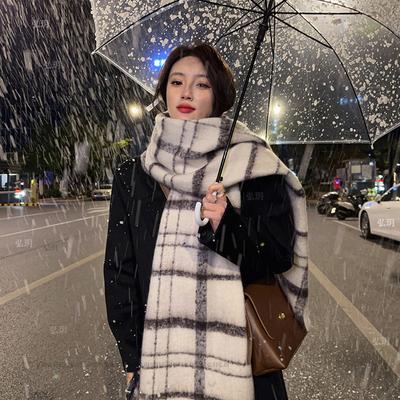 Thick Blanket Plaid Print Scarf Women Winter Cashmere Warm Design Pashmina Shawls Lady Wraps Stoles Female Bufanda