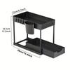 2 Layers Under Sink Organizer Sliding Cabinet Basket Organizer Storage Rack with Hooks Hanging Cup Bathroom Kitchen Organizer