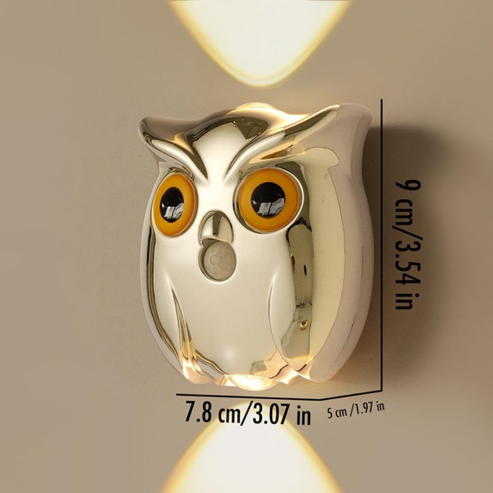 Rechargeable Smart Sensor Night Light Color Wall Lamp Intelligent Charging Owl Table Lamp Magnetic Base Adjustable Brightness