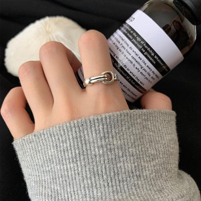 

Геометрическое регулируемое кольцо в стиле ретро, изготовленное из посеребренного материала для женщин